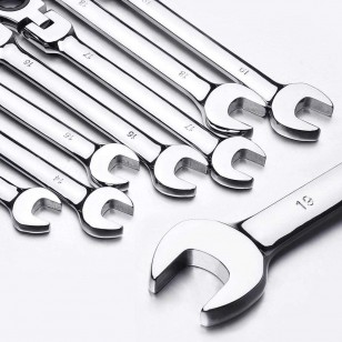 16Pcs 6MM-27MM Wrench Ratchet Spanner Set Metric Open End Combination Gear Wrench Spanner Tools for Mechanic 72-Tooth